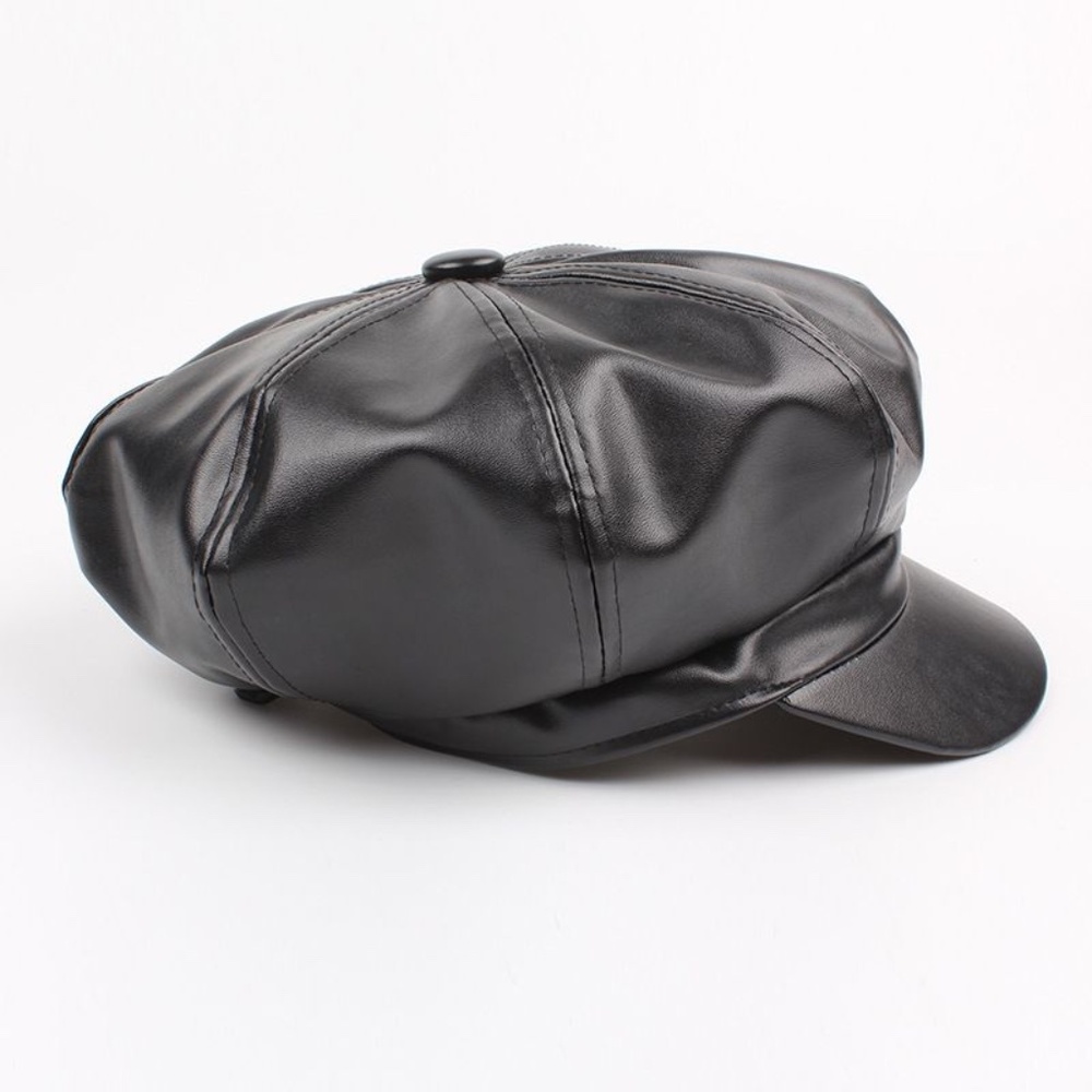 Faux Leather NewsBoy Cap